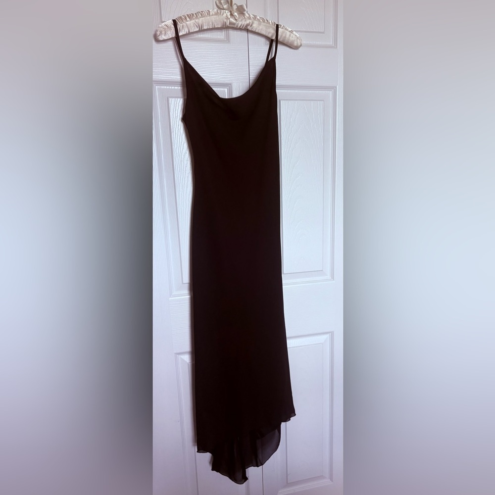 Jodi Kristopher Black Slip Dress with Asymmetric Hem